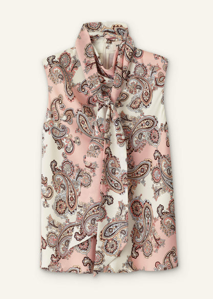 ME+EM Clothing Pink Silk Draped Neck Top