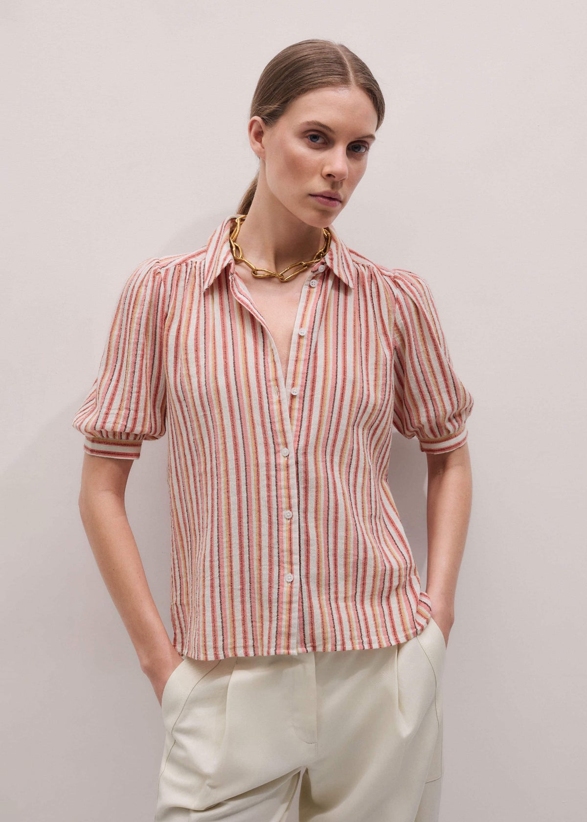 ME+EM Clothing Pink Stripe Summer Blouse
