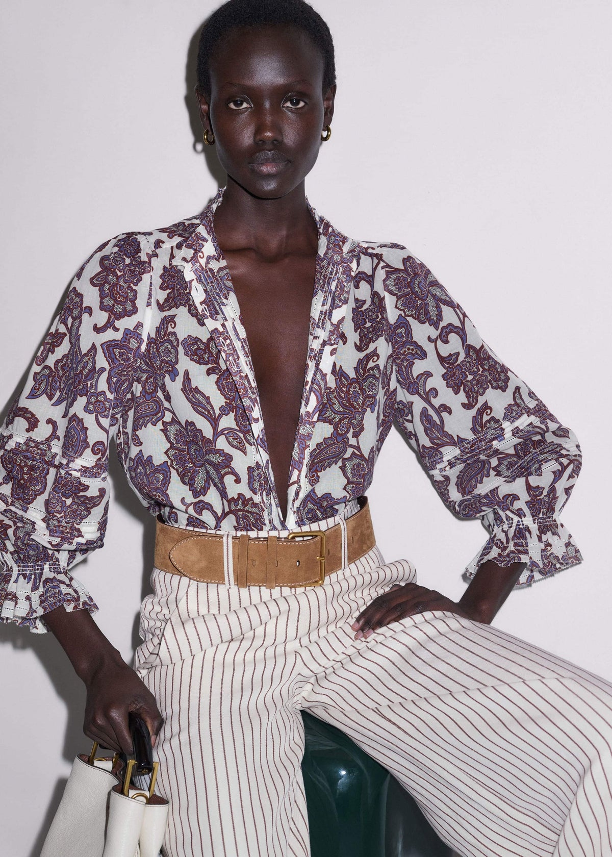 ME+EM Clothing Cream Floral Print Blouse