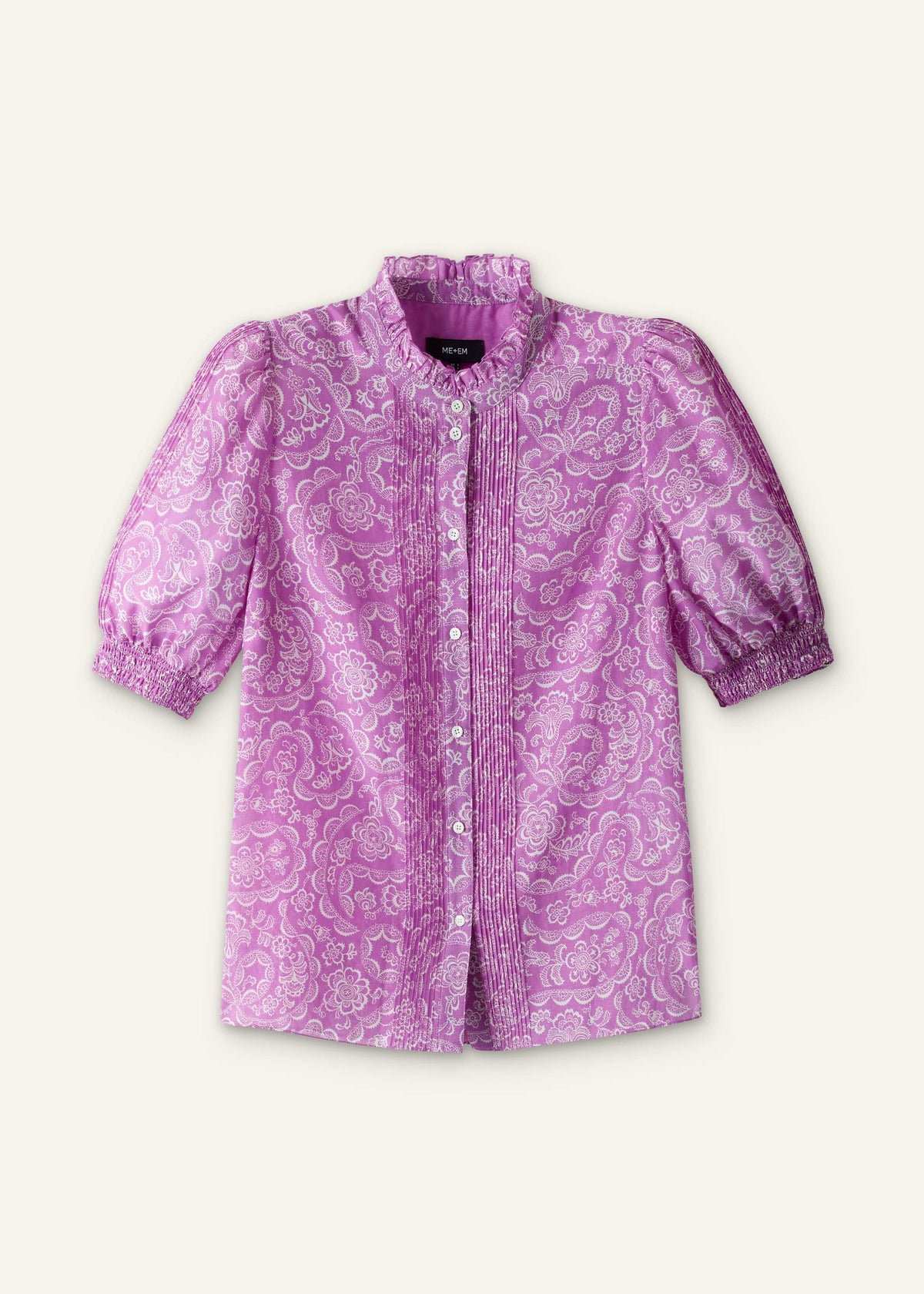 ME+EM Clothing Purple Silk Cotton Entangled Lace Print Straight Blouse