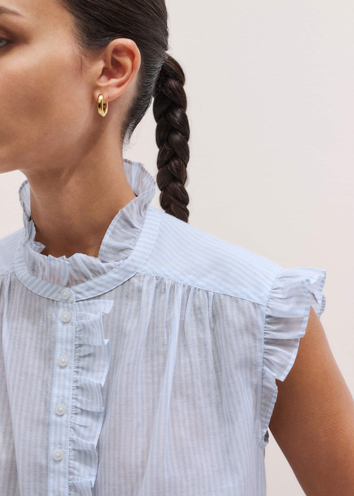 ME+EM Clothing ME+EM's Blue Soft Stripe Blouse