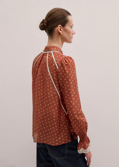 ME+EM Clothing Orange Spaced Paisley Motif Print Blouse