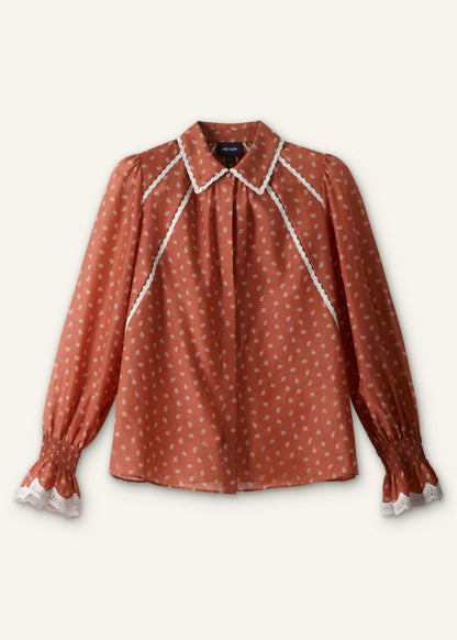 ME+EM Clothing Orange Spaced Paisley Motif Print Blouse