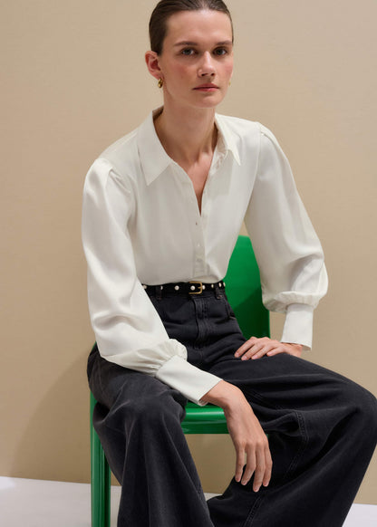 ME+EM Clothing Cream Fluid Sleeve Layering Blouse