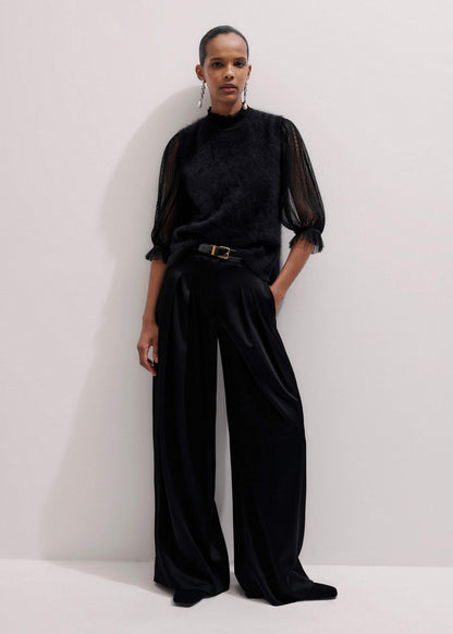 ME+EM Clothing Black Lace Insert Tulle Layering Blouse