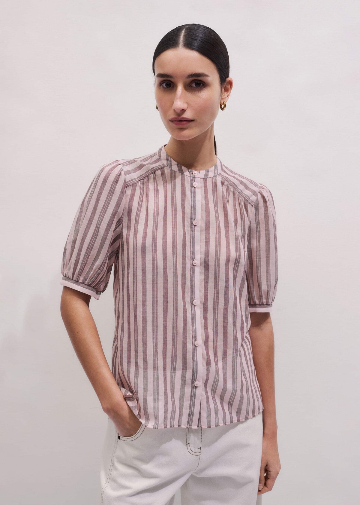ME+EM Clothing Pink Soft Stripe Blouse