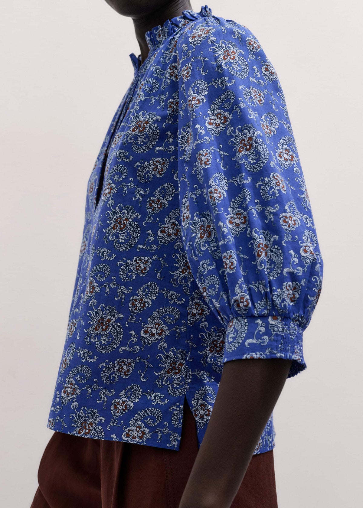 ME+EM Clothing Blue Paisley Print Straight Blouse