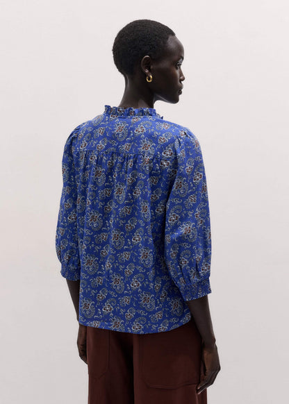 ME+EM Clothing Blue Paisley Print Straight Blouse