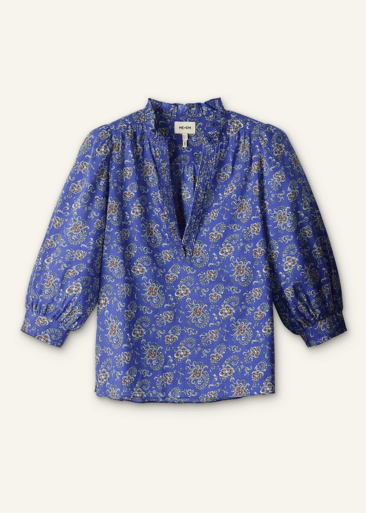 ME+EM Clothing Blue Paisley Print Straight Blouse