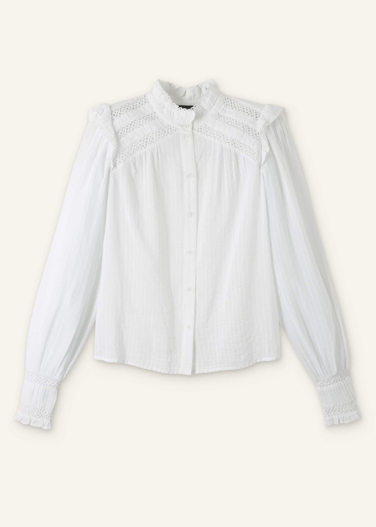 ME+EM Clothing White Cotton + Lace Trim Blouse