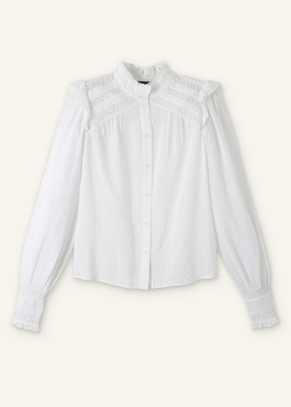 ME+EM Clothing White Cotton + Lace Trim Blouse