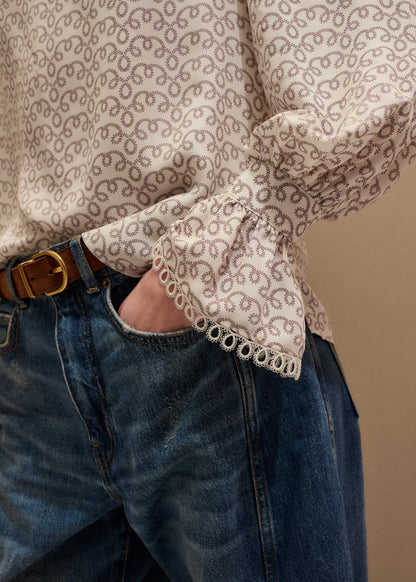 ME+EM Clothing Cream Silk Delicate Cowl Neck Blouse
