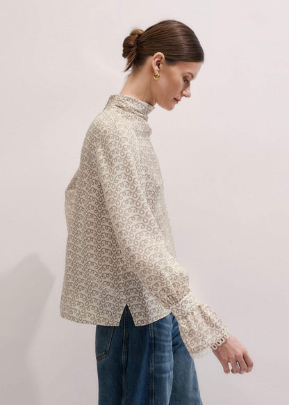 ME+EM Clothing Cream Silk Delicate Cowl Neck Blouse