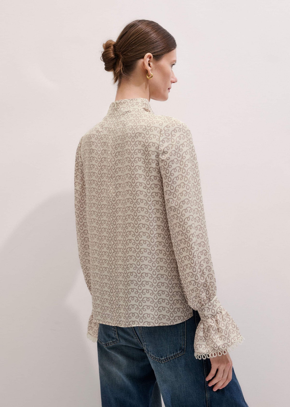 ME+EM Clothing Cream Silk Delicate Cowl Neck Blouse