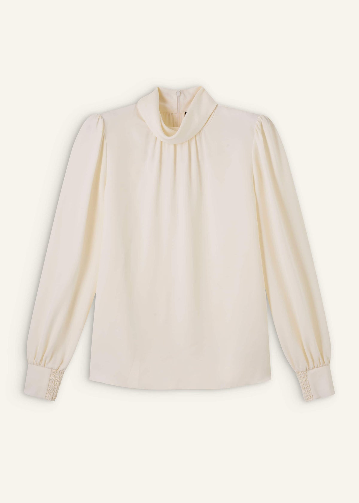ME+EM Clothing Cream Silk High Neck Slim Cut Blouse