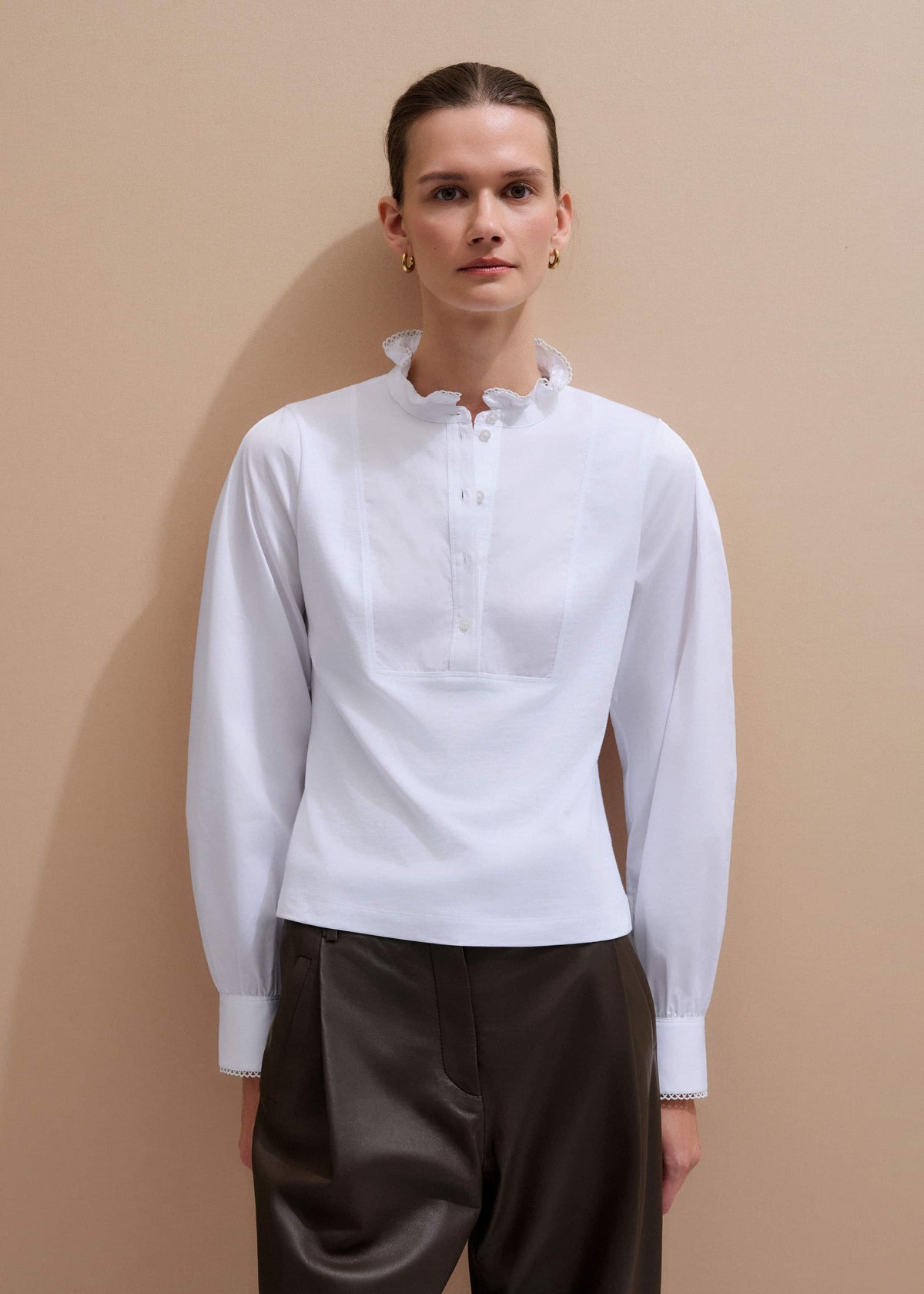 ME+EM Clothing White Frill Neck Layering Blouse