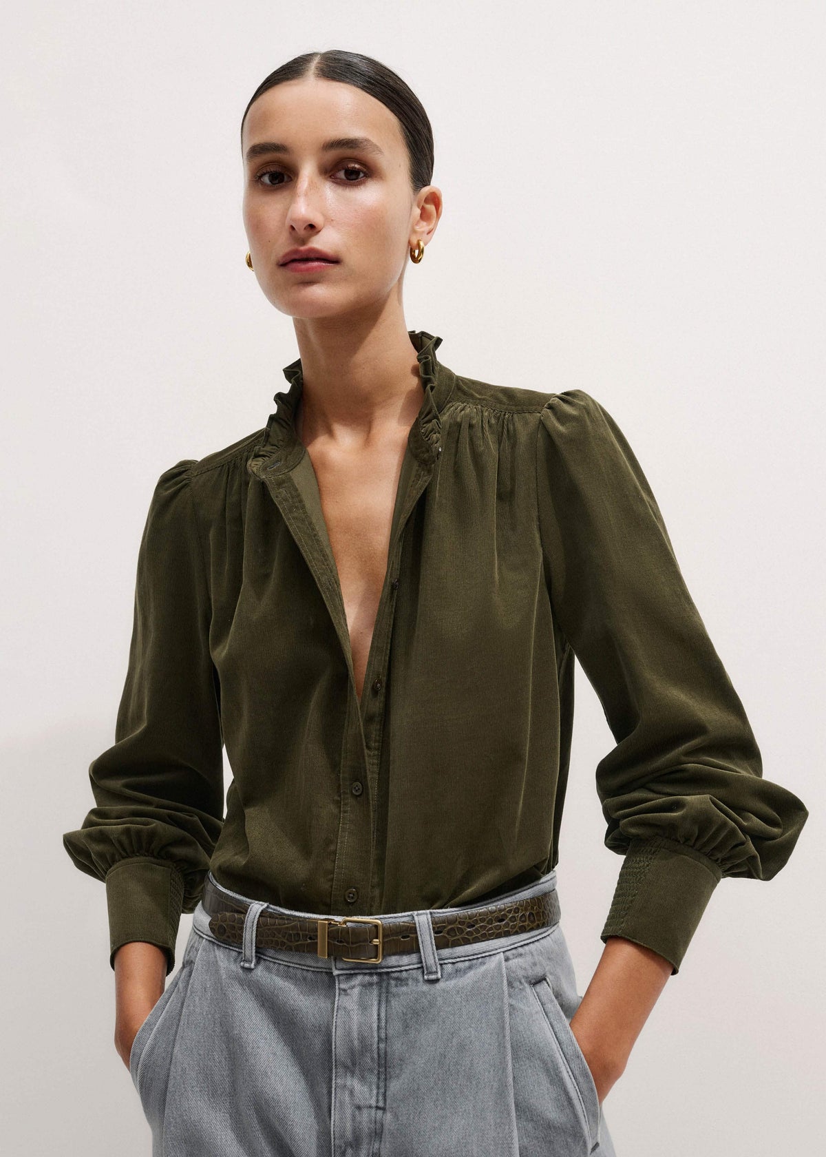 ME+EM Clothing Olive Green Winter Blouse