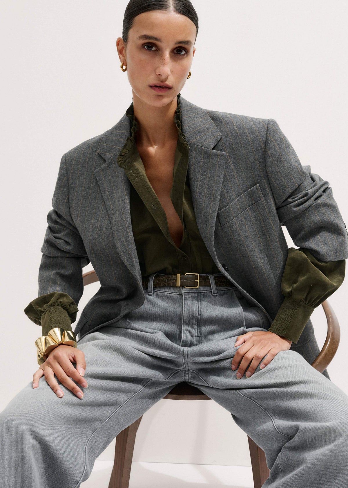 ME+EM Clothing Olive Green Winter Blouse