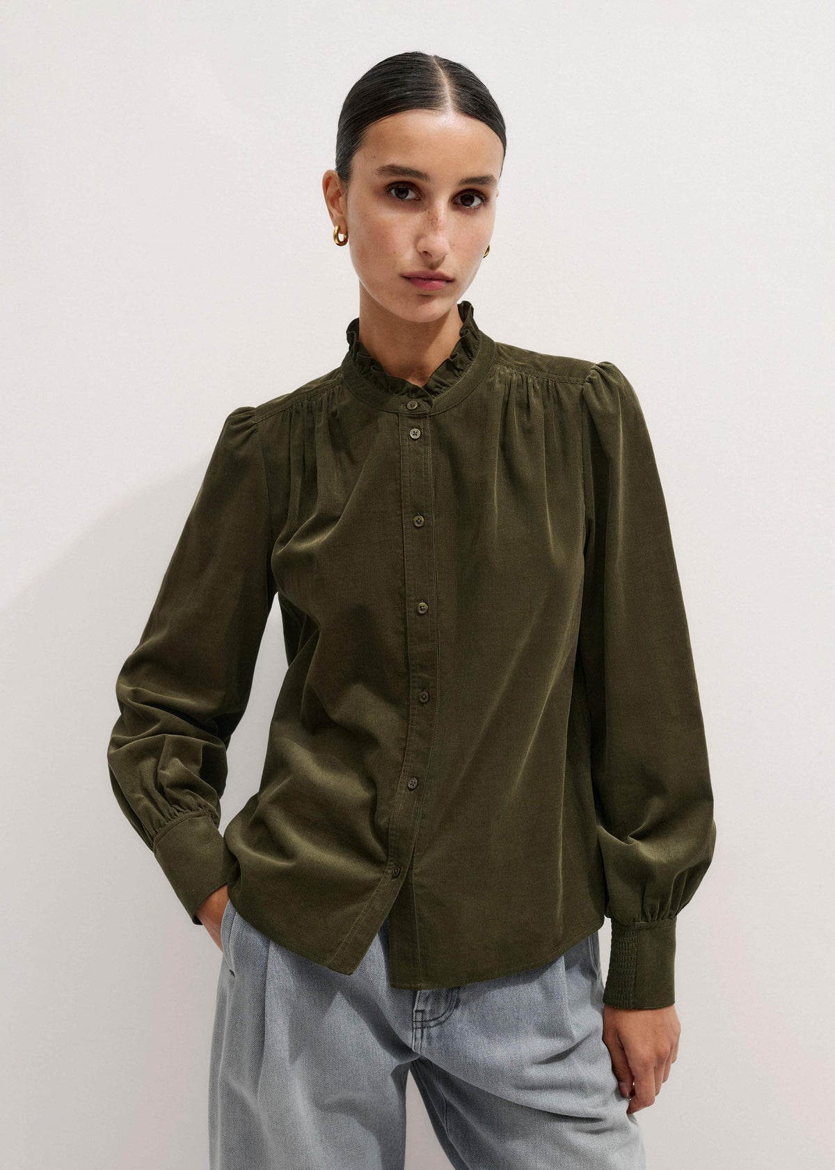 ME+EM Clothing Olive Green Winter Blouse
