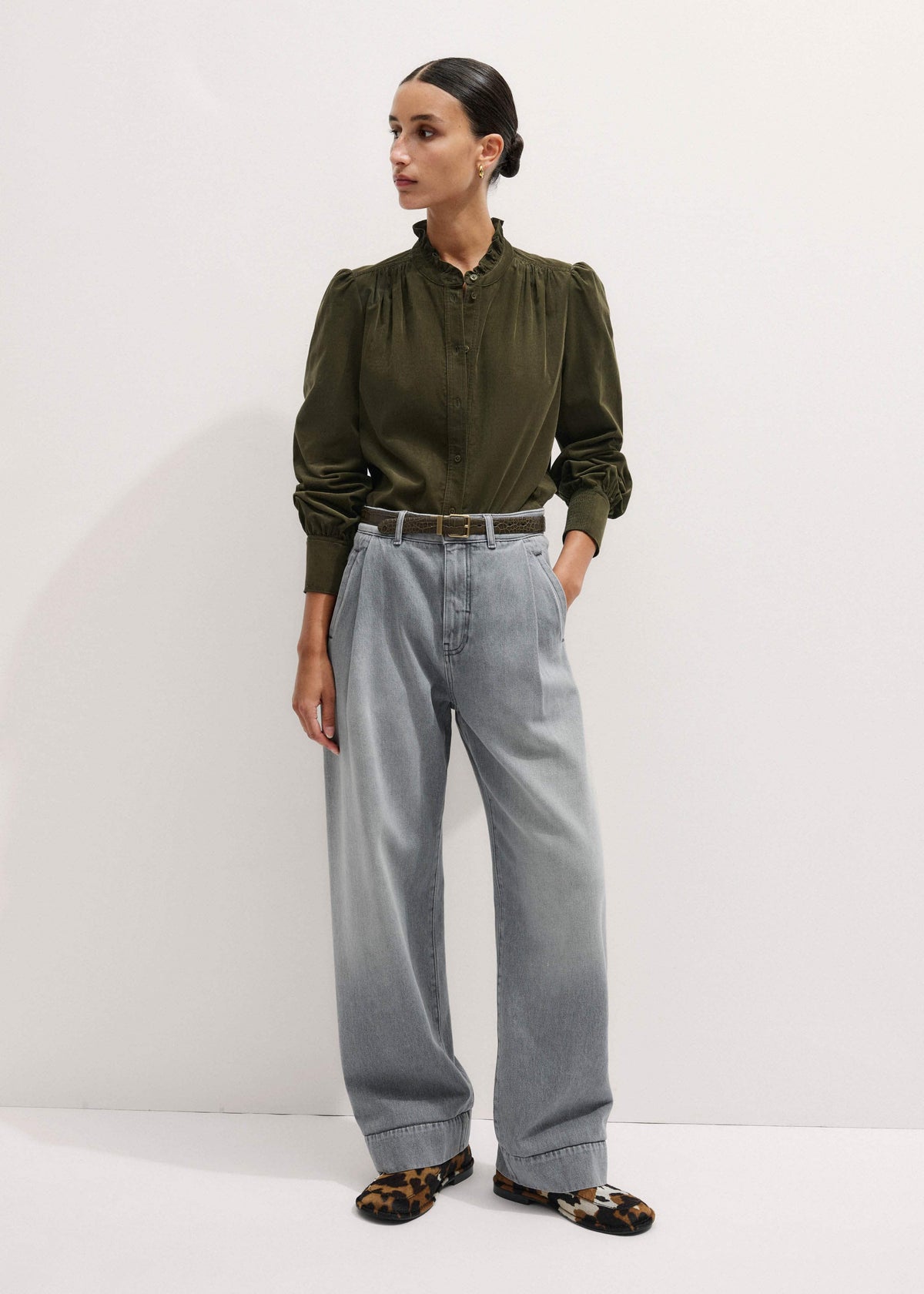 ME+EM Clothing Olive Green Winter Blouse