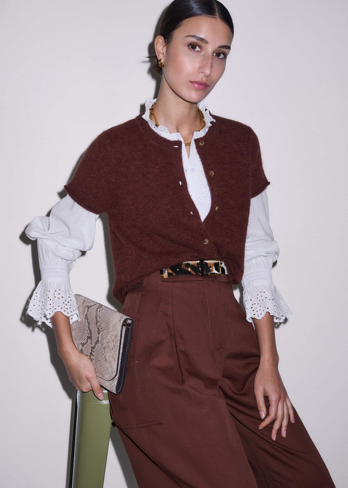 ME+EM Clothing White Cotton Voile Broderie Layering Blouse
