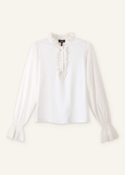 ME+EM Clothing White Cotton Voile Broderie Layering Blouse