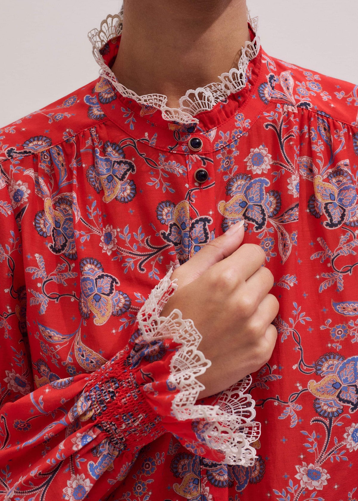 ME+EM Clothing Orange Ornate Floral Paisley Print Blouse