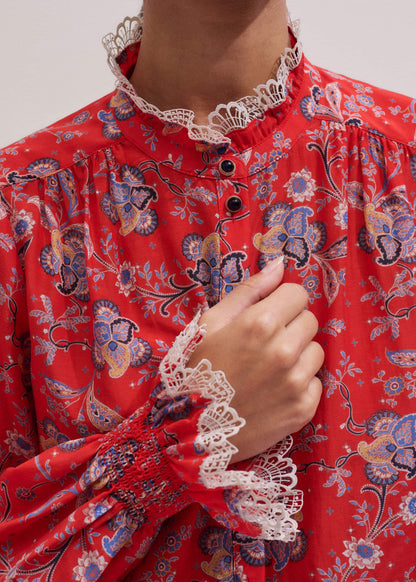 ME+EM Clothing Orange Ornate Floral Paisley Print Blouse