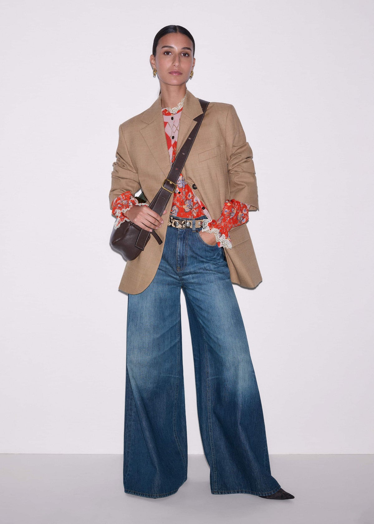 ME+EM Clothing Orange Ornate Floral Paisley Print Blouse