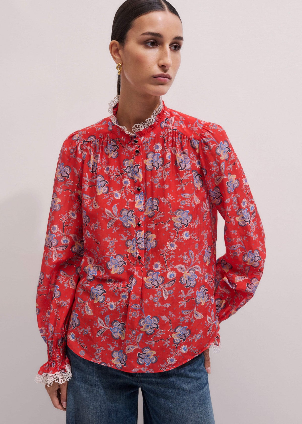 ME+EM Clothing Orange Ornate Floral Paisley Print Blouse
