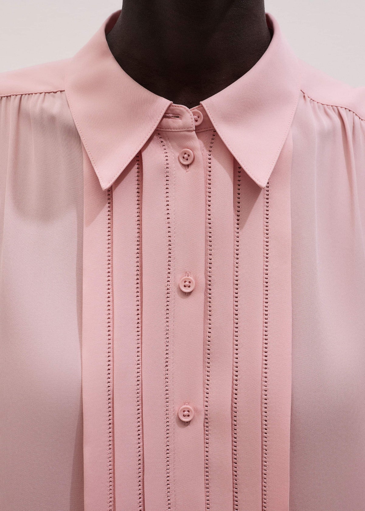 ME+EM Clothing Pink Silk Feminine Embroidered Fluid Straight Blouse