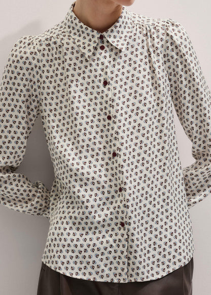 ME+EM Clothing Cream Micro Paisley Print Blouse + Tie