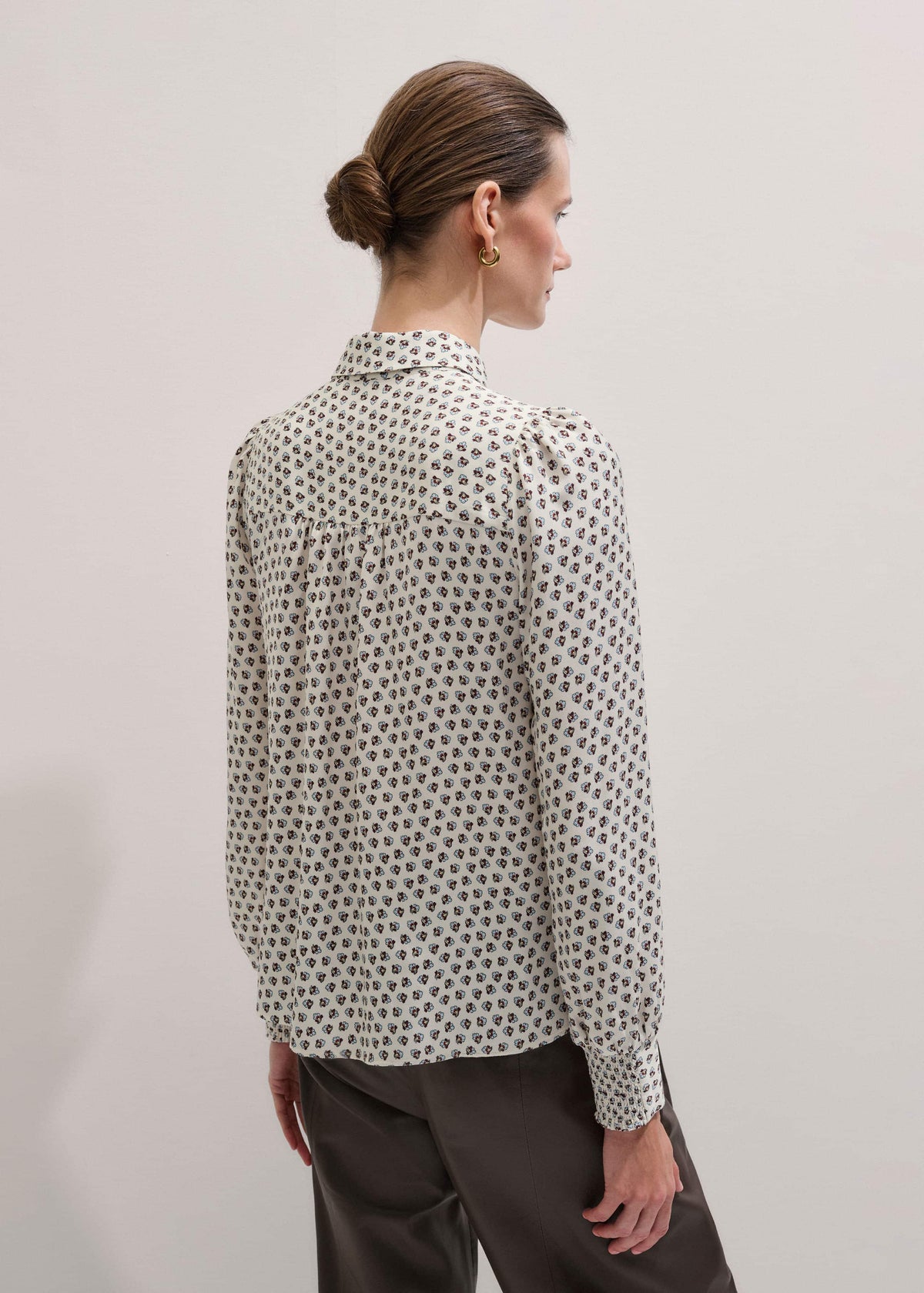 ME+EM Clothing Cream Micro Paisley Print Blouse + Tie