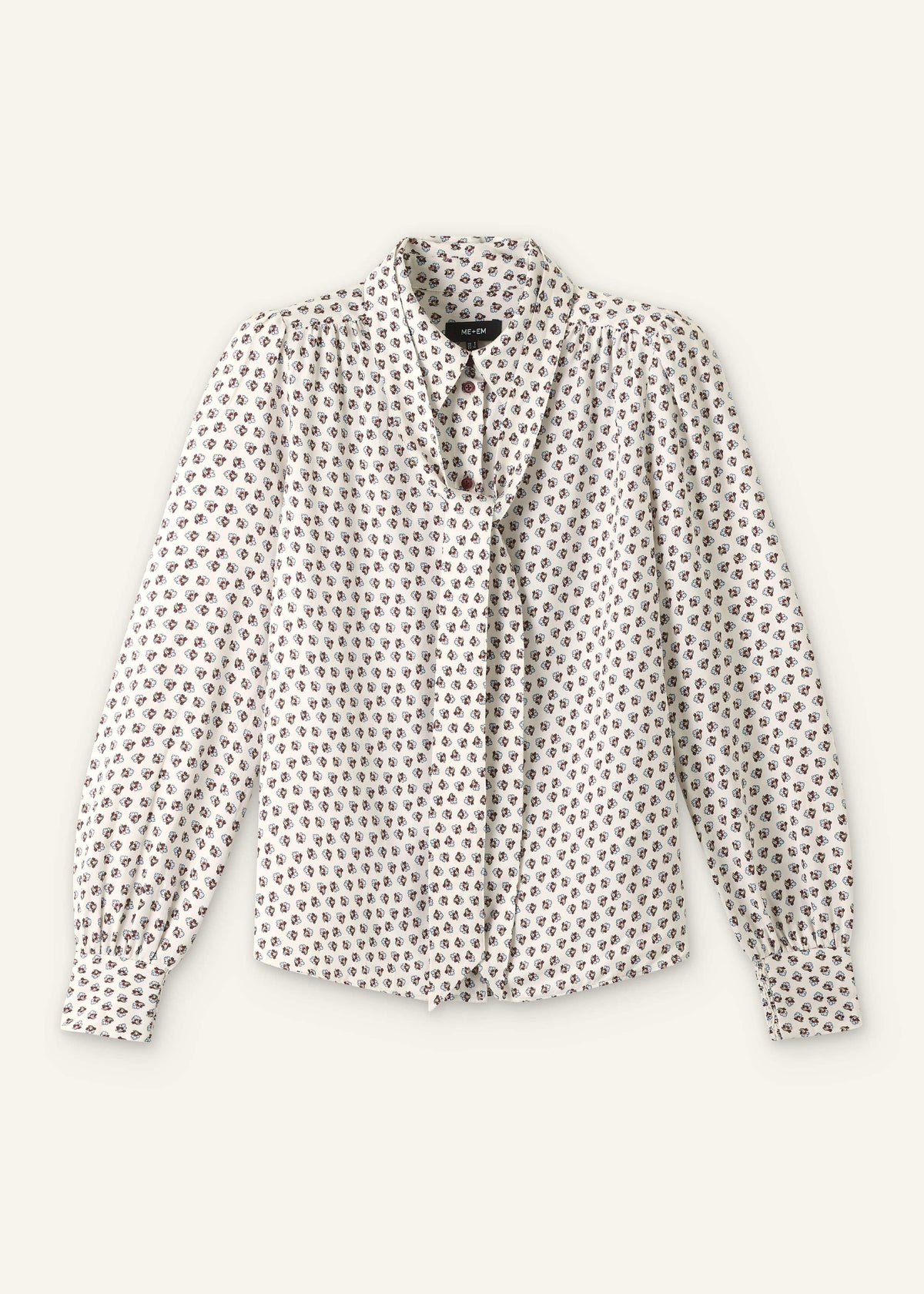 ME+EM Clothing Cream Micro Paisley Print Blouse + Tie