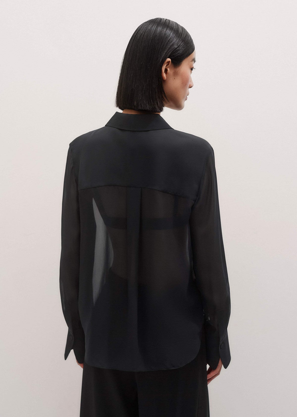 ME+EM Clothing Black Sheer Silk Evening Blouse