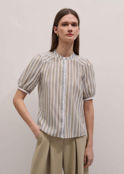 ME+EM Clothing Brown Stripe Blouse + Tie
