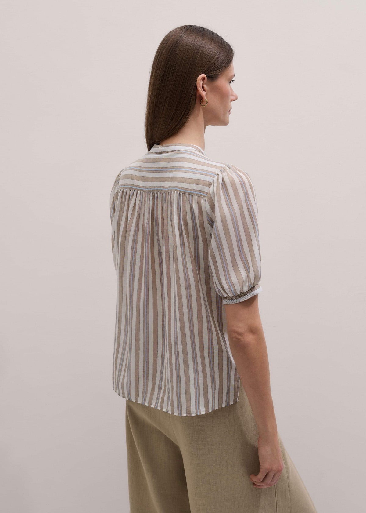 ME+EM Clothing Brown Stripe Blouse + Tie