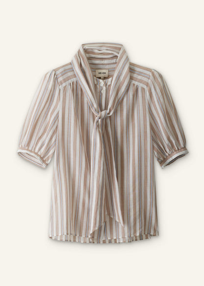 ME+EM Clothing Brown Stripe Blouse + Tie