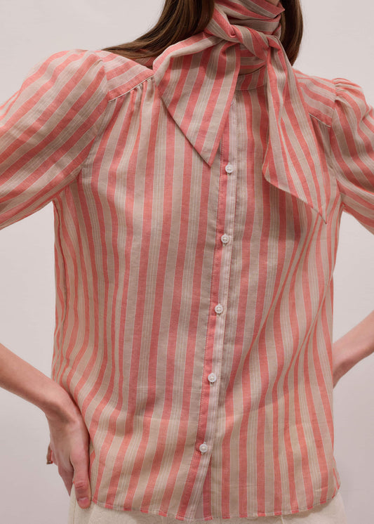 ME+EM Clothing Orange Stripe Blouse + Tie
