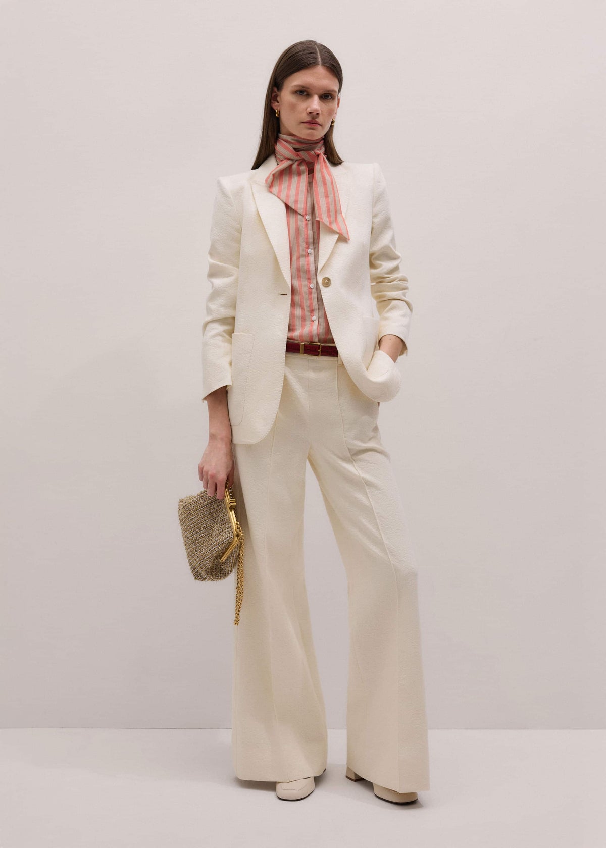 ME+EM Clothing Orange Stripe Blouse + Tie