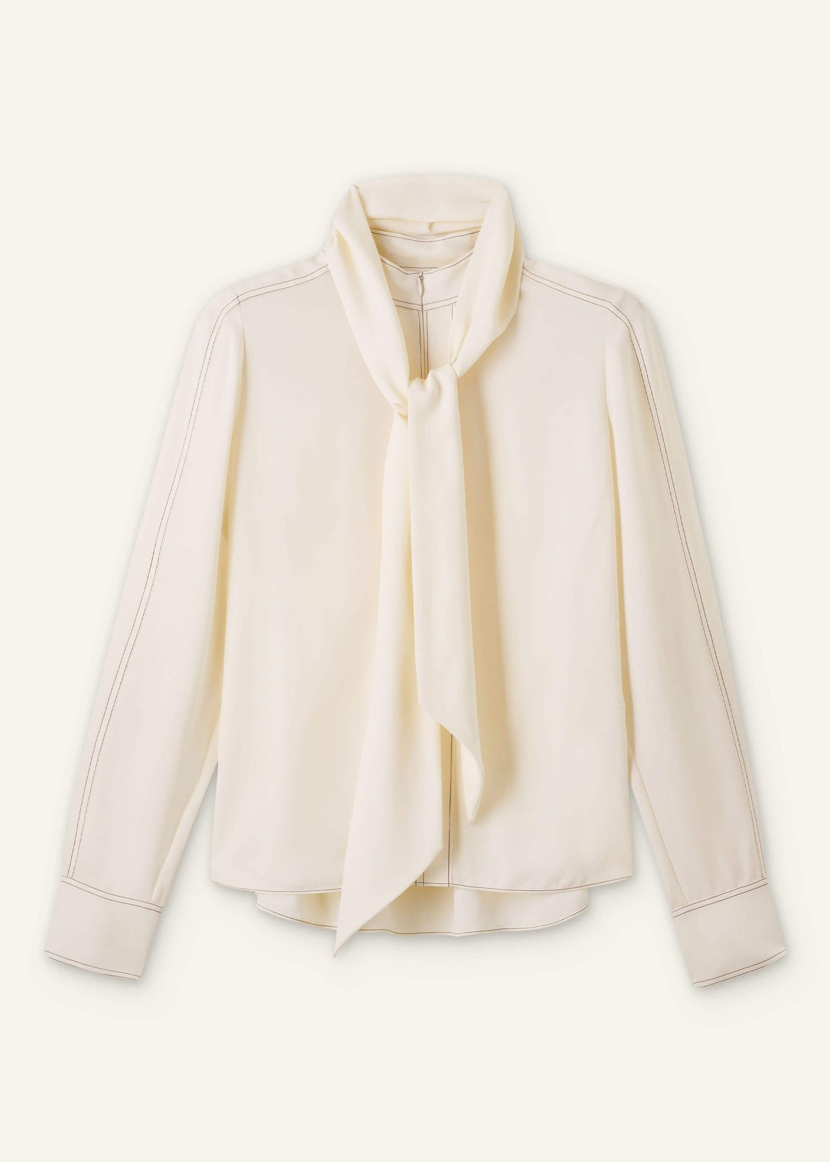 ME+EM Clothing Cream High Neck Blouse + Tie