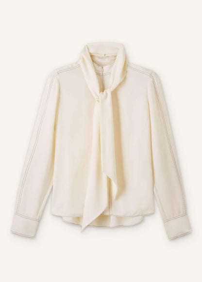 ME+EM Clothing Cream High Neck Blouse + Tie
