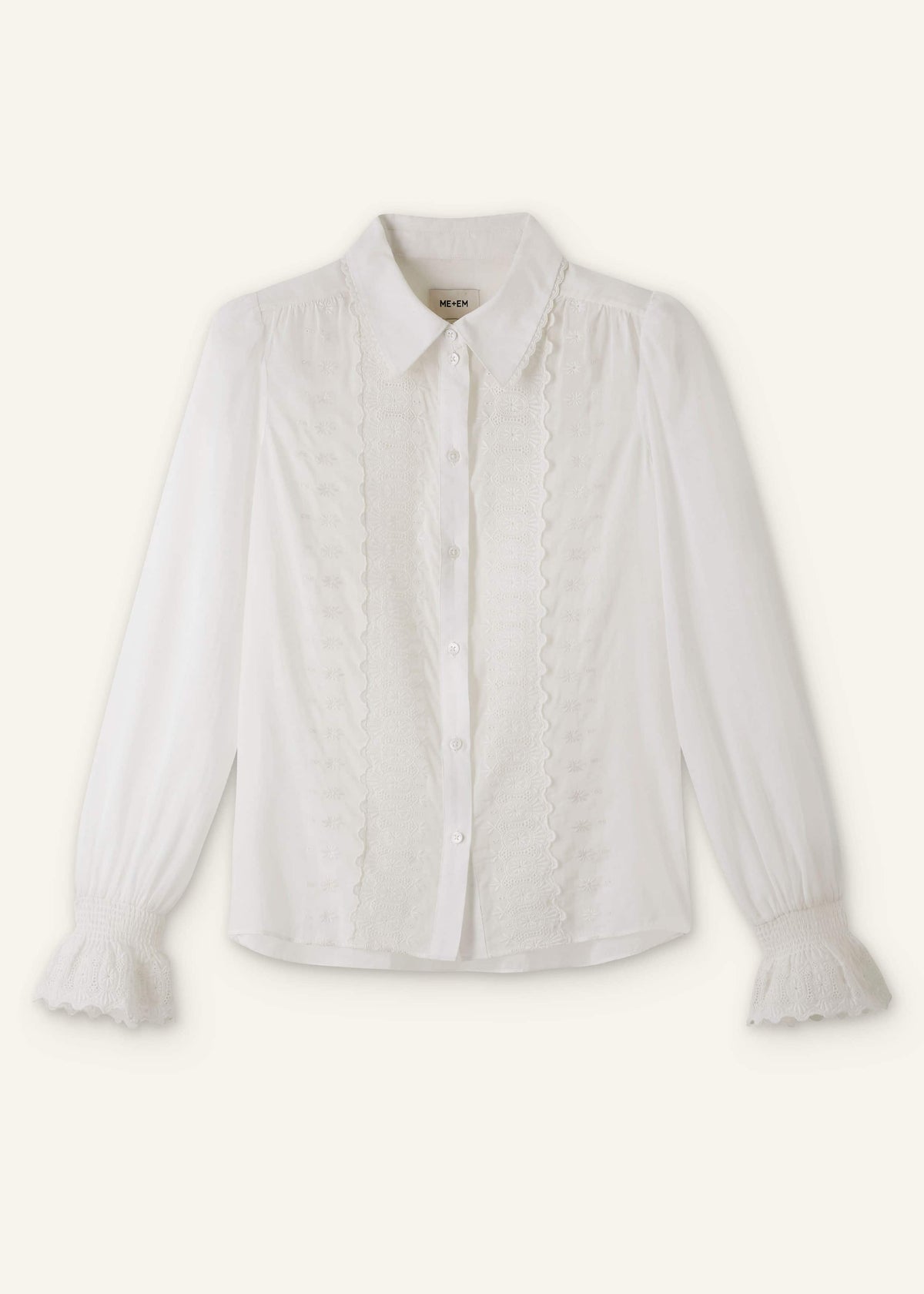 ME+EM Clothing White Intricate Embroidery Blouse