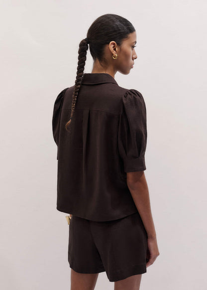 ME+EM Clothing Brown Feminine Sleeve Blouse