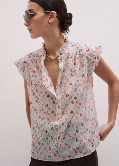 ME+EM Clothing Cream Cap Sleeve Straight Top