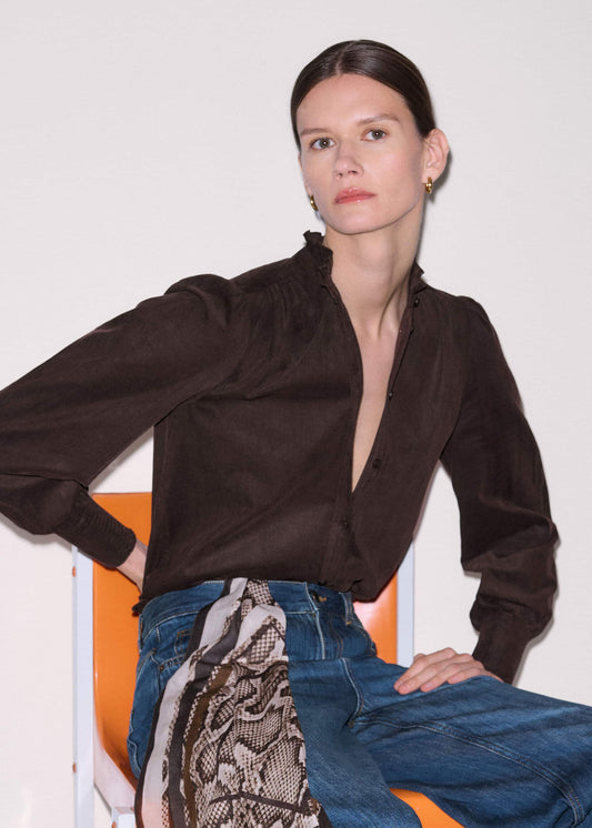 ME+EM Clothing Brown Super Soft Micro Cord Blouse