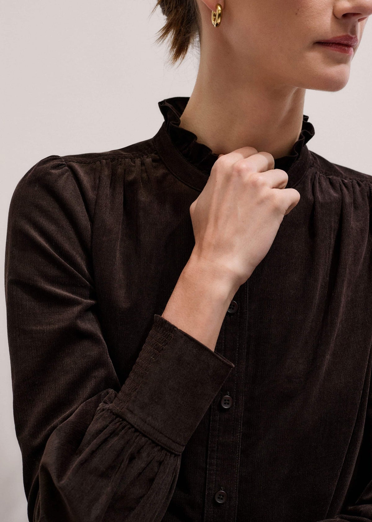 ME+EM Clothing Brown Super Soft Micro Cord Blouse