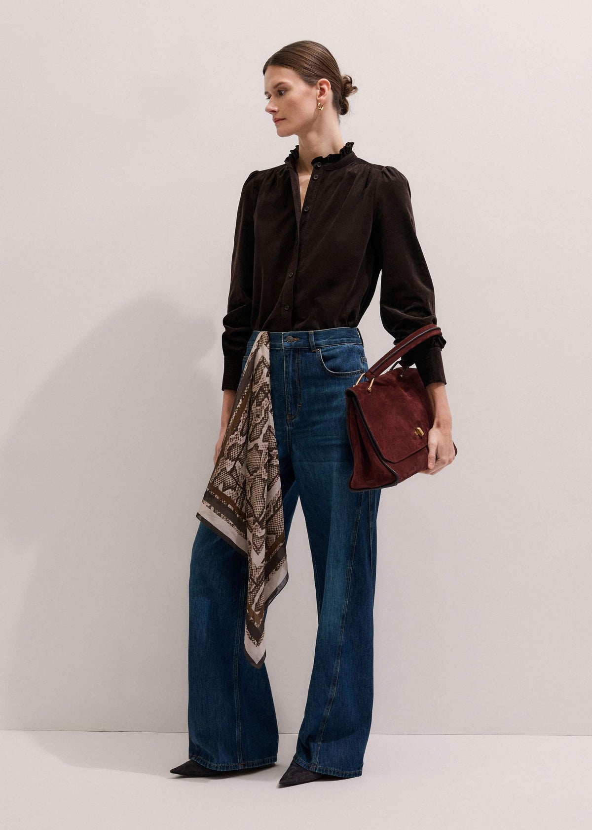 ME+EM Clothing Brown Super Soft Micro Cord Blouse