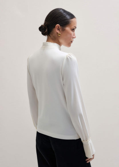 ME+EM Clothing Cream Frill Neck Layering Blouse + Tie