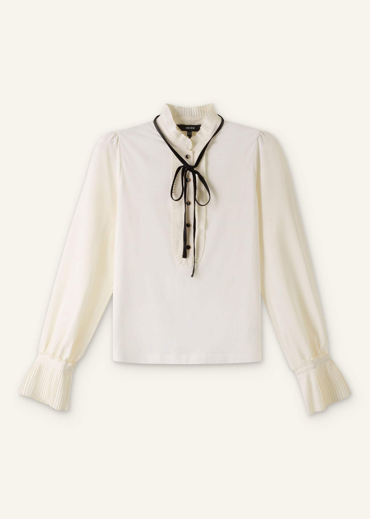 ME+EM Clothing Cream Frill Neck Layering Blouse + Tie